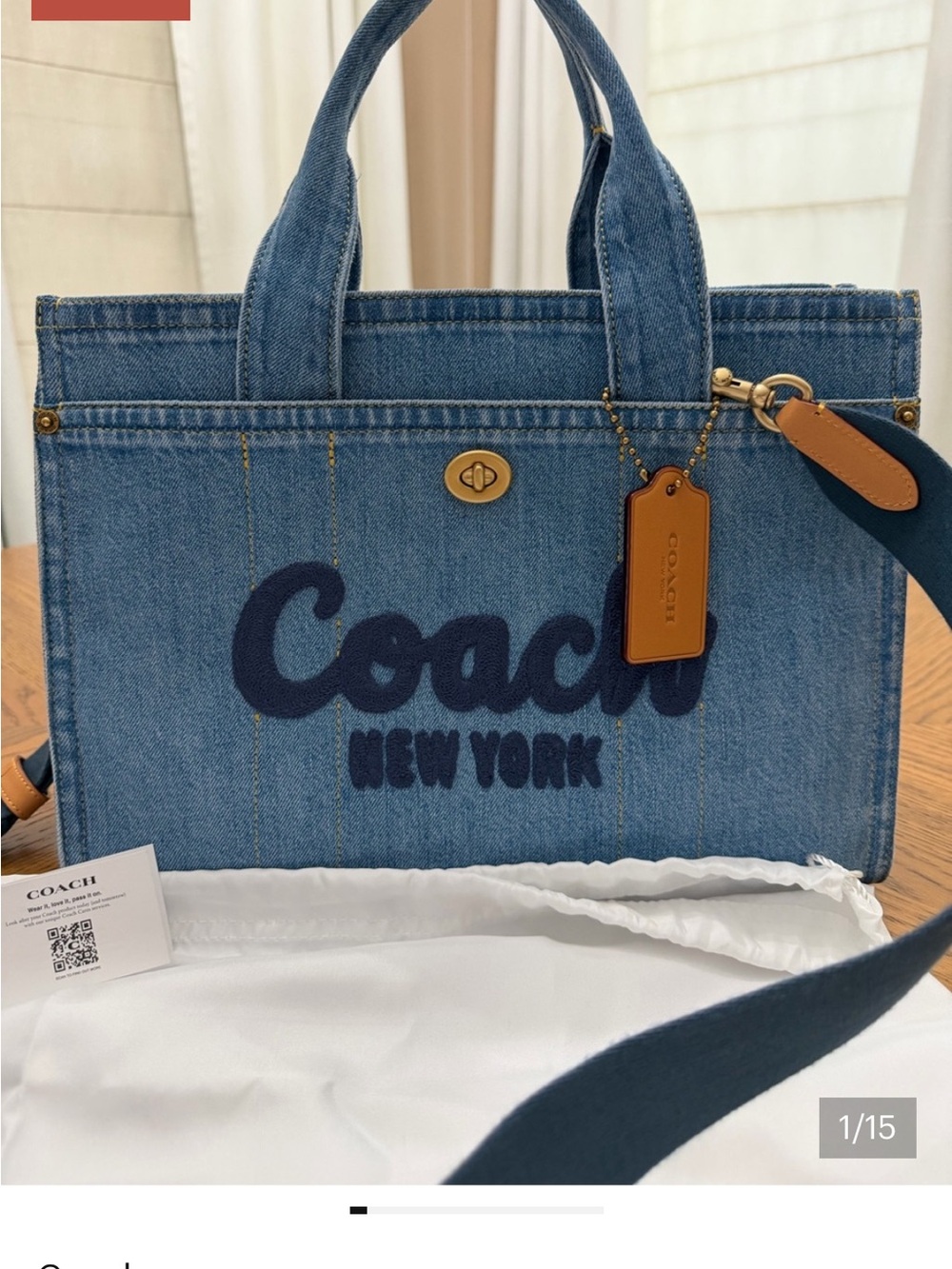 COACH Denim Cargo Tote & Dust Bag NWOT